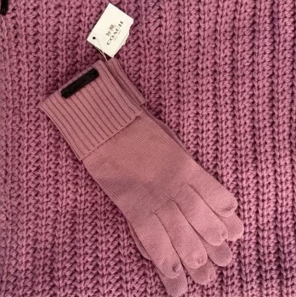 Coach NWT Pink Knit Gloves Dusty Rose Tech Gloves